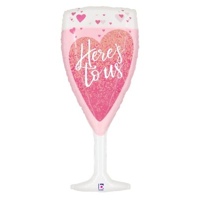 Betallic Holographic Foil Shape 78cm (31") Here's to us Pink Champagne