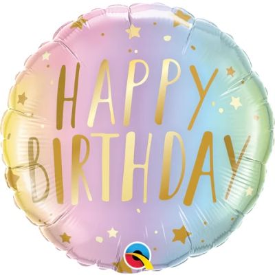 Qualatex Micro-Foil 10cm (4") Birthday Pastel Ombre & Dots (Air Fill & Unpackaged)