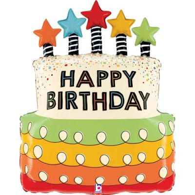 Betallic Foil Shape 66cm (26") Candles Stars Birthday Cake