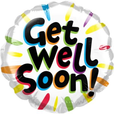 Qualatex Micro-Foil 10cm (4&quot;) Get Well Soon Colorful Burst (Air Fill & Unpackaged)