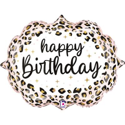 Betallic Satin Foil Shape 69cm (27") Leopard Birthday