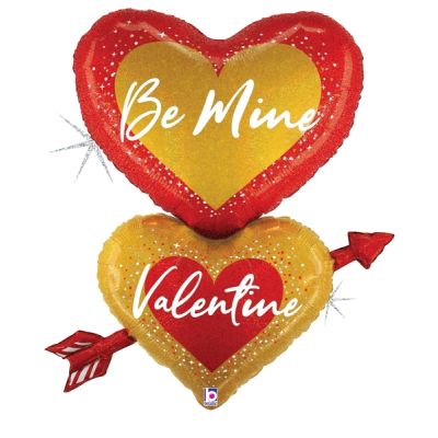 Betallic Holographic Foil Shape 84cm (33") Be Mine Valentine Heart Arrow