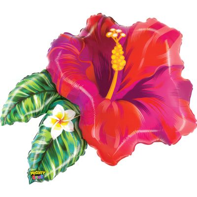 Betallic Foil Shape 76cm (30") Mighty Tropical Flower Red