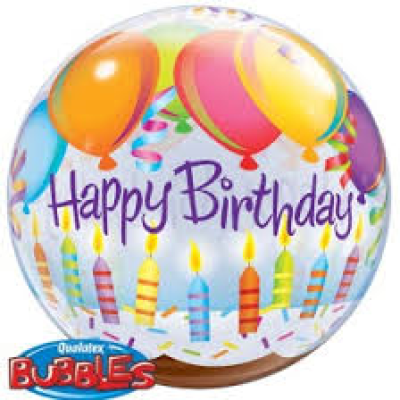 Qualatex Bubble 56cm (22") Birthday Balloons & Candles