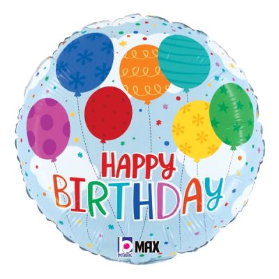 Betallic Microfoil 22cm (9") Birthday Colorful Balloons - Air fill (unpackaged)