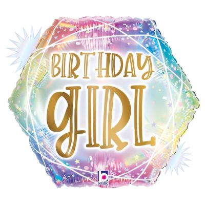 Betallic Holographic Foil 45cm (18") Opal Pastel Geo Birthday Girl