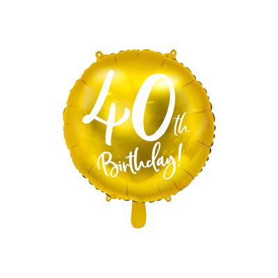 Party Deco Foil Matte Cursive 40th Birthday Gold 45cm