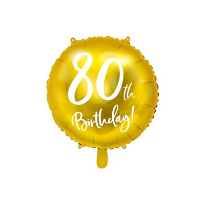 Party Deco Foil Matte Cursive 80th Birthday Gold 45cm