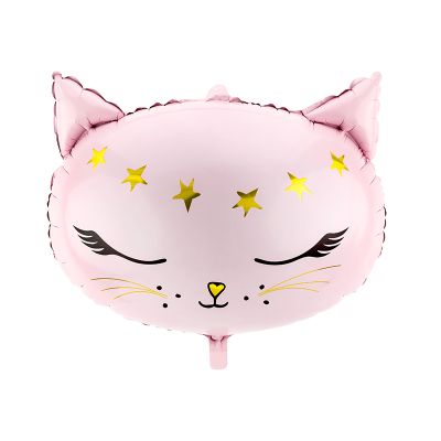 Party Deco Foil Shape Pink Cat with Stars 48cm x 36cm