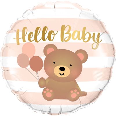 Qualatex Foil 45cm (18") Hello Baby Bear & Balloons