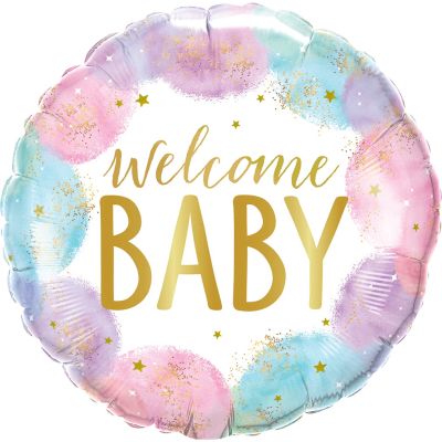 Qualatex Foil 45cm (18") Welcome Baby Watercolor