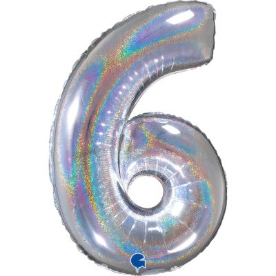 Grabo Foil 66cm (26") Mid-Size Glitter Holographic Number 6