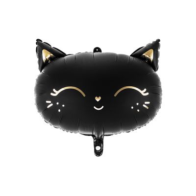 Party Deco Foil Shape Matte Black Cat with Gold Detail 48cm x 36cm