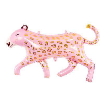 Party Deco Foil Shape Glossy Pink Leopard with Gold Spots 114cm x 80cm