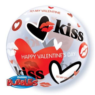 Qualatex Bubble 56cm (22") Happy Valentines Day Kisses