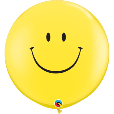 Qualatex Printed Latex 2/90cm (3ft) Smile Face (Yellow with Black Ink)