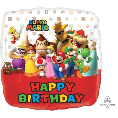 Anagram Licensed Foil 45cm (18") Super Mario Brothers Happy Birthday