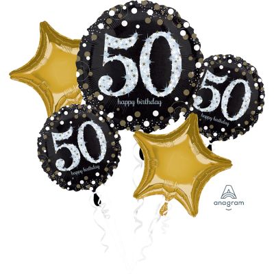 Anagram Foil Balloon Bouquet Kit Sparkling Birthday 50th