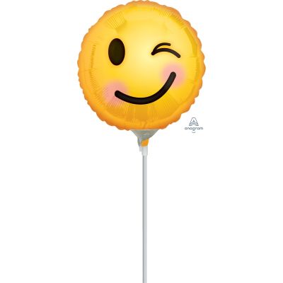 Anagram Microfoil 22cm (9&quot;) Winking Emoji - Air fill (unpackaged) (Discontinued)