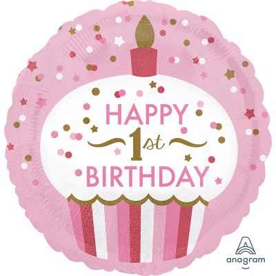 Anagram Foil 45cm (18") 1st Birthday Girl Cupcake 
