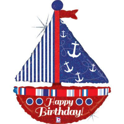 Betallic Holographic Foil Shape 74cm (29") Nautical Birthday Sailboat