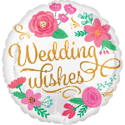 Anagram Foil 45cm (18&quot;) Wedding Wishes Gold Swirls (Discontinued)
