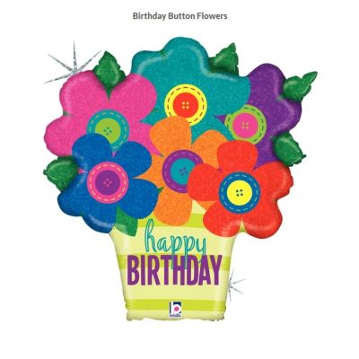 Betallic Foil Shape 76cm (30&quot;) Birthday Button Flowers