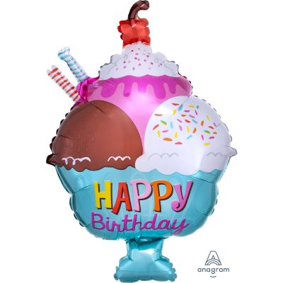 Anagram Foil Jr Shape Ice Cream Sundae Birthday (38cm x 58cm)