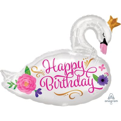Anagram Foil SuperShape Happy Birthday Beautiful Swan (73cm x 55cm)