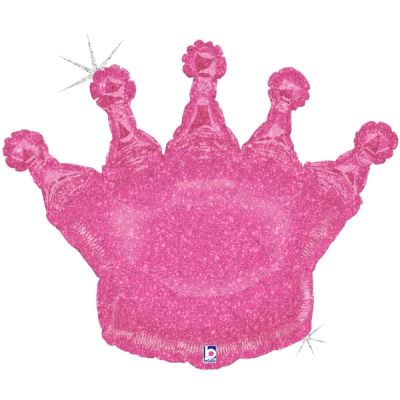 Betallic Holographic Foil Shape 91cm (36") Glittering Crown Pink