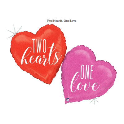 Betallic Foil Shape 104cm (41") Two Hearts, One Love (Discontinued)