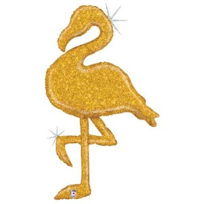 Betallic Foil Shape 89cm (35&quot;) Gold Glitter Flamingo