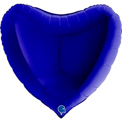 Grabo Foil Solid Colour Heart 91cm (36") Blue Capri (Unpackaged)