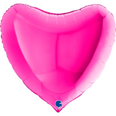 Grabo Foil Solid Colour Heart 91cm (36") Magenta (Unpackaged)