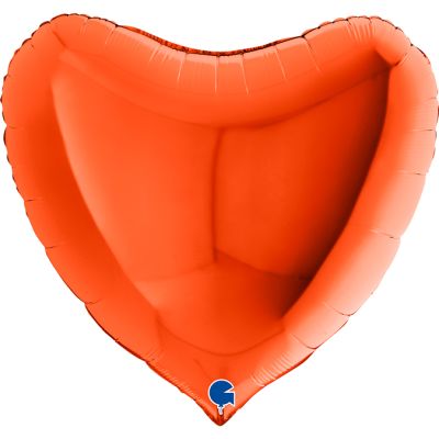 Grabo Foil Solid Colour Heart 91cm (36") Orange (Unpackaged)