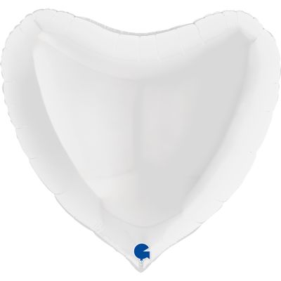 Grabo Foil Solid Colour Heart 91cm (36") White (Unpackaged)