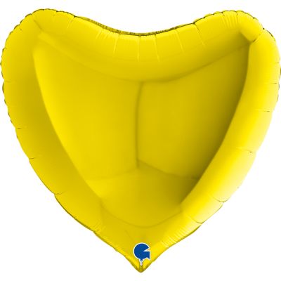 Grabo Foil Solid Colour Heart 91cm (36") Yellow (Unpackaged)