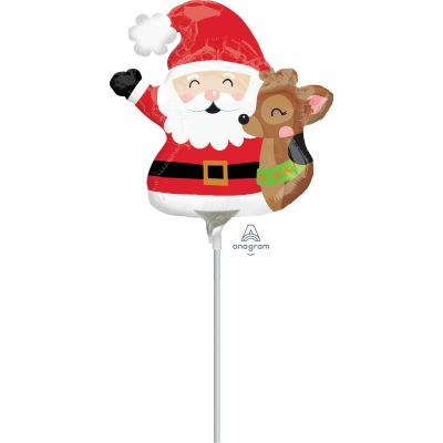 Anagram Microfoil 35cm (14&quot;) Santa &amp; Reindeer (Air Fill & Unpackaged)