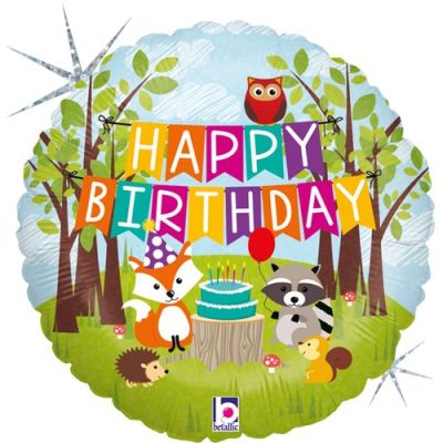 Betallic Holographic Foil 45cm (18") Woodland Birthday