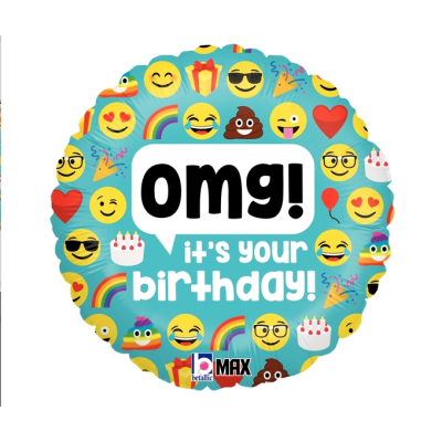 Betallic Foil 45cm (18") Emoji OMG Birthday