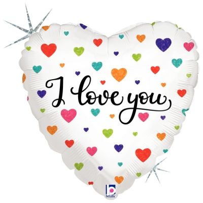 Betallic Holographic Foil 45cm (18") Colorful Hearts I Love You 