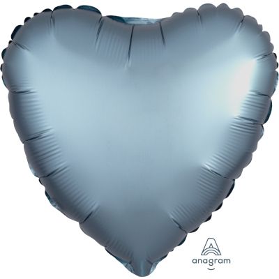 Anagram Foil Solid Colour Heart 45cm (18&quot;) Satin Luxe Steel Blue