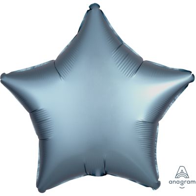 Anagram Foil Solid Colour Star 45cm (18&quot;) Satin Luxe Steel Blue (unpackaged) (Discontinued)