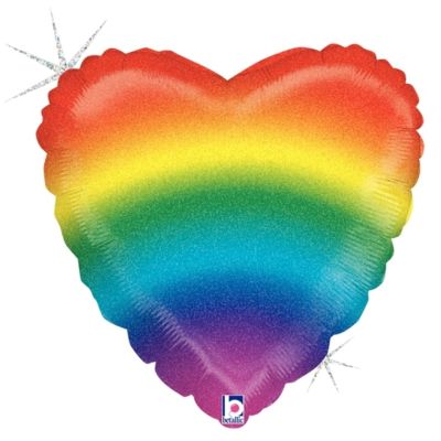 Betallic Foil 45cm (18") Glitter Rainbow Heart 