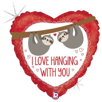 Betallic Foil Heart 45cm (18&quot;) I Love Hanging With You Sloth