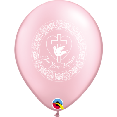 Qualatex Printed Latex 50/28cm (11") For Your Baptism (Pearl Pink) 2 Sided Print (Discontinued)
