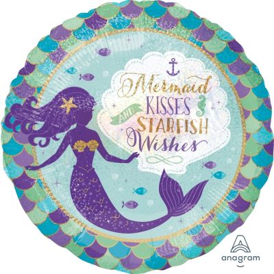 Anagram Holographic Foil 45cm (18") Mermaid Wishes and Kisses