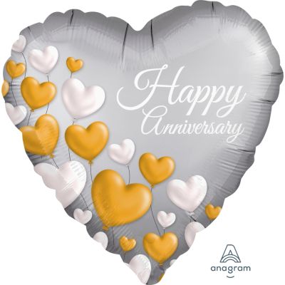 Anagram Foil 45cm (18") Anniversary Hearts Satin Luxe