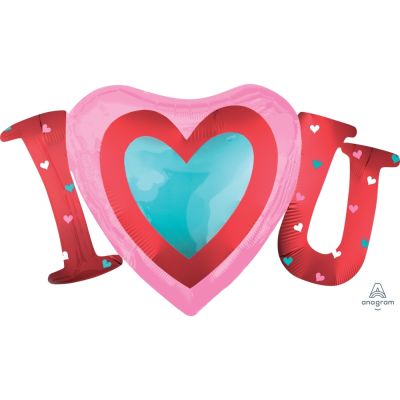 Anagram Foil Shape Satin Infused I Heart You (83cm x 48m)