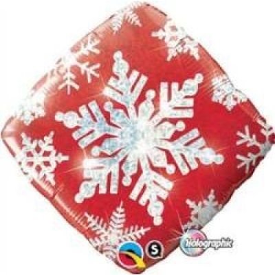 Qualatex Holographic Foil 45cm (18") Snowflakes Sparkles Red (Unpackaged)